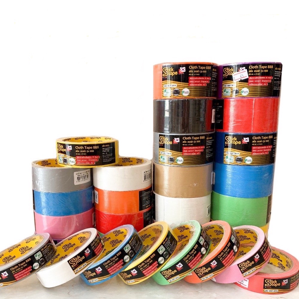 NUVO Stick Tape เทปผ้าสี นูโว แลคซีน ติดสันหนังสือ มี 3 ขนาด หน้ากว้าง 24 มม./ 36 มม./ 48 มม.