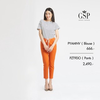 GSP Pants NEW GSP  กางเกงผ้าคอตตอนขายาว สีส้ม ตกแต่งเชือกผูกด้านหน้า (PZT9DO)