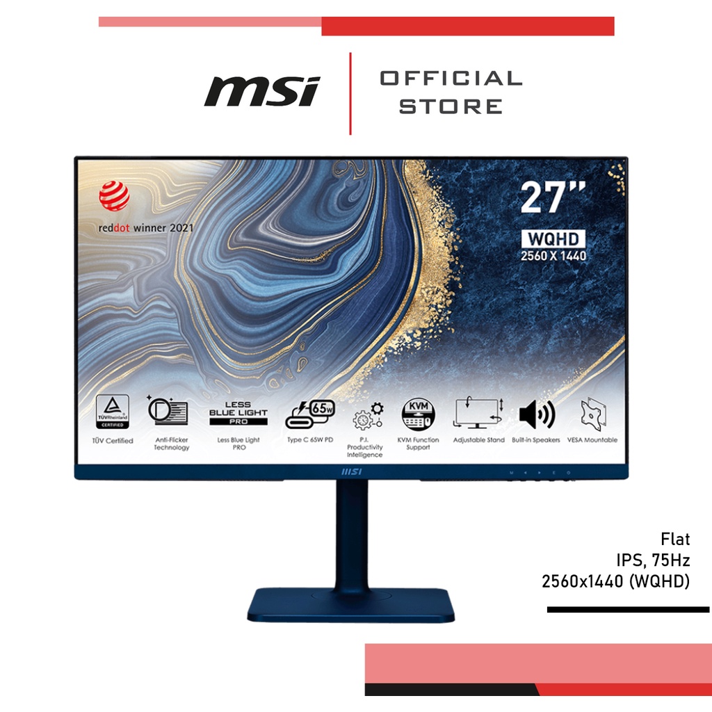 MSI Monitor Modern MD272QP Ultramarine สีน้ำเงิน (จอมอนิเตอร์) จอคอมพิวเตอร์