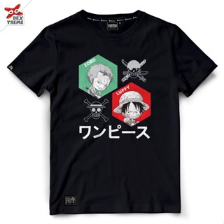 Dextreme เสื้อวันพีซ T-shirt DOP-1550  One Piece ลาย SD โซโล Zoro, ลูฟี่ Luffy