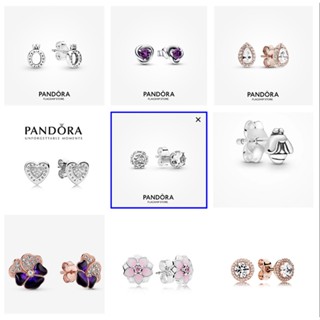 Pandora ต่างหูห่วง รูปหัวใจ ของขวัญคริสต์มาส สําหรับผู้หญิง e1027