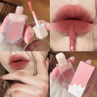 Hey.yue Lipstick Step By Step High Ice Cream Lip Glaze Fresh Girl Lipstick โคลนกํามะหยี่ขั้นสูงไม่มีถ้วย