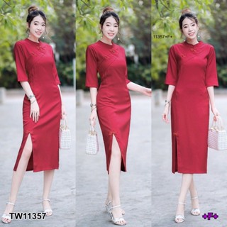 👗Pfashion [ส่งไว!!🚛] P11357 กี่เพ้าแขนศอกสี่ส่วน four elbow sleeve cheongsam