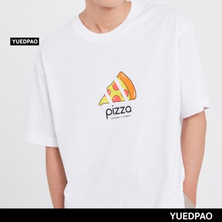 Yuedpao x Toogton ผ้าหนาทรงสวย ยับยากรีดง่าย รับประกันไม่ย้วย 2 ปี เสื้อยืด Oversized Pizza set Black&amp;White