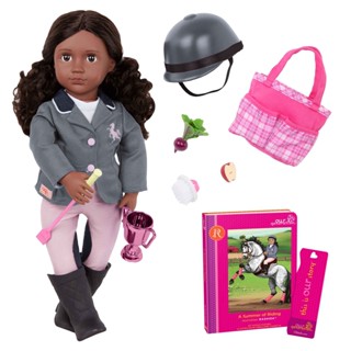 Our Generation DELUXE RIDING DOLL W/ BOOK, RASHIDA (AA), BROWN BD31377AZ