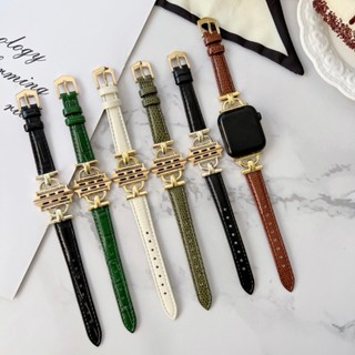 สายนาฬิกาข้อมือหนัง หรูหรา สําหรับ iwatch Series 7 8 SE 6 5 4 3 41 มม. 40 มม. 45 มม. 38 มม. 49 มม. 42 มม. 44 มม.