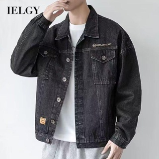 Ielgy เสื้อแจ็กเก็ตยีนลําลอง สไตล์เกาหลีย้อนยุค สําหรับผู้ชาย