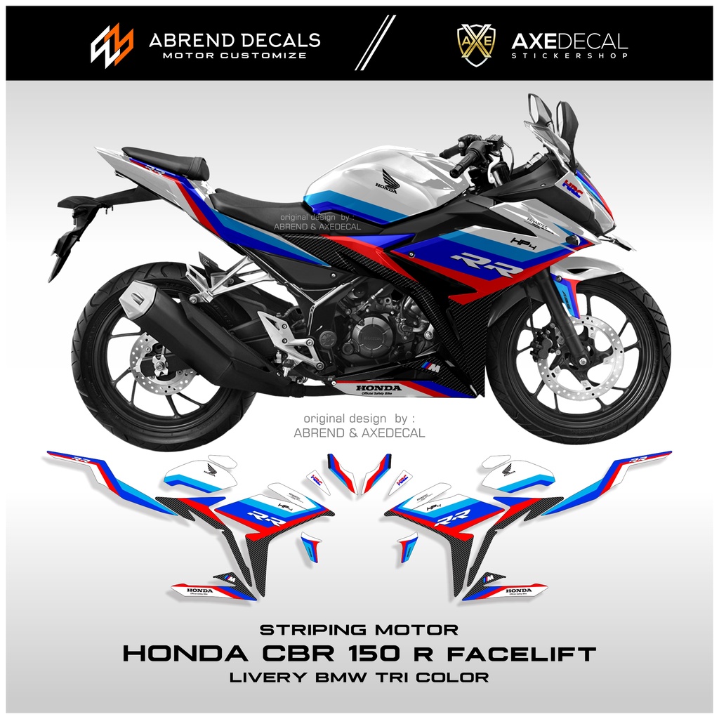 Striping Cbr 150 R facelift BMW Tri Color HP4 Racing / Honda CBR 150 K45G K45N สติ๊กเกอร์มอเตอร์ไซค์