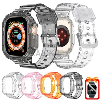 สายรัดซิลิโคนสร้อยข้อมือพร้อมฝาครอบคลุมสำหรับ iWatch Ultra 11/10/9/8/7/6/5/4/3 / SE 49mm 46mm 45mm 41mm 44mm 40mm 42mm 38mm