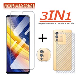 ฟิล์มกระจกนิรภัย กันรอยหน้าจอ และเลนส์กล้อง 3in1 สําหรับ Xiaomi Note 10 9 Lite CC9 Pro CC9E A3 MI 12 Pro Lite 12T 12S Pro POCO C3 C40 X3 X4 Pro GT M5 M5S