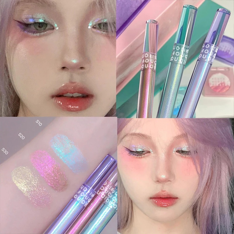 อายแชโดว์ เนื้อลิขวิด ประกายมุก กลิตเตอร์ 3 สี ติดทนนาน กันน้ํา เครื่องสําอาง สําหรับแต่งหน้า