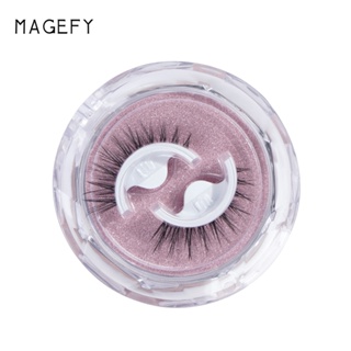 Magefy ขนตาปลอม กาวในตัว ขนตาคู่เดียว กล่องกลม ธรรมชาติ