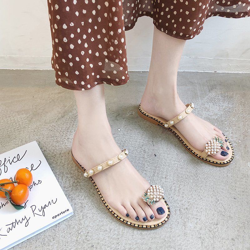 เตรียมจัดส่ง มีสไตล์ใหม่ที่สะดวกสบายขนาด 35-43 การออกแบบที่เรียบง่ายขนาดใหญ่หาดแบนรองเท้าแตะเปิดนิ้วเท้า