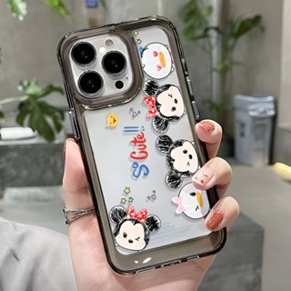 เคสโทรศัพท์มือถือ แบบใส ลายมิกกี้ มินนี่เมาส์ สีดํา สําหรับ iphone 14 Pro Max 13 11 12 7Plus X XR XS Max 8 7