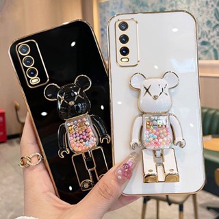 เคสโทรศัพท์มือถือ ซิลิโคนนิ่ม พร้อมขาตั้ง พับได้ สําหรับ Vivo Y51 Y31 Y20 Y20i Y20s Y12A Y12s Y93 Y91i Y91 Y95 Y91C Y83 Y85