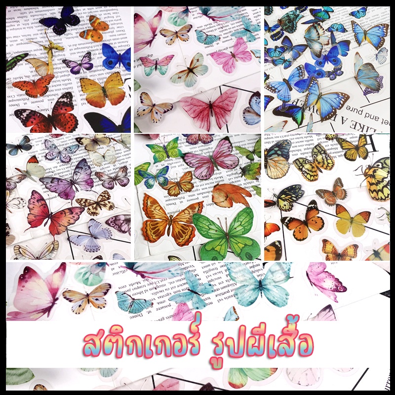 พร้อมส่ง!! สติกเกอร์ ผีเสื้อ สติ็กเกอร์ PVC ไดคัท sticker กันน้ำ (03ST010)