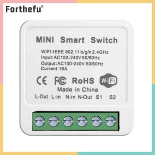 ★ Forthefu ★  Tuya โมดูลสวิตช์ไฟอัจฉริยะ WiFi ตั้งเวลา 2 ทาง 16A ควบคุมด้วยเสียง