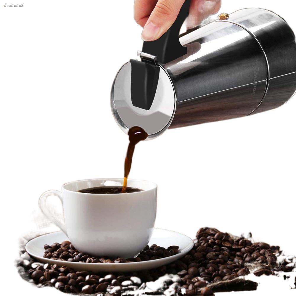 จัดส่งเฉพาะจุด จัดส่งในกรุงเทพฯMOKA POT กาต้มกาแฟสดแบบพกพา กาต้มกาแฟสด สแตนเลส เครื่องชงกาแฟสด หม้อต้มกาแฟแบบแรงดัน 2cup