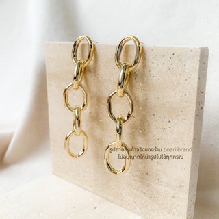 FAV TINARI 86 stainless gold chain dangle earrings ต่างหู โซ่ทอง ยาว ต่างหูยาว