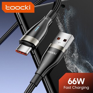 Toocki 66W 6A สายชาร์จชนิด C สีดําสีขาวประเภท C ถึงสายข้อมูลชนิด C