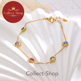 Collect-Shop สร้อยข้อมือพลอย ข้อมือทอง18k พลอยเพทาย ข้อมือแฟชั่น เครื่องประดับผู้หญิง