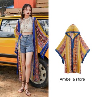 🍂Ambella🍂เสื้อคลุมมีฮูด พร้อมส่ง เสื้อคลุมโบฮีเมียน ใส่คลุมช…