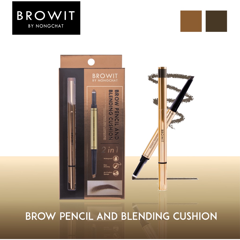 BROWIT BY NONGCHAT  Brow Pencil And Blending Cushion ดินสอเขียนคิ้วเลบดิ้งคูชั่น