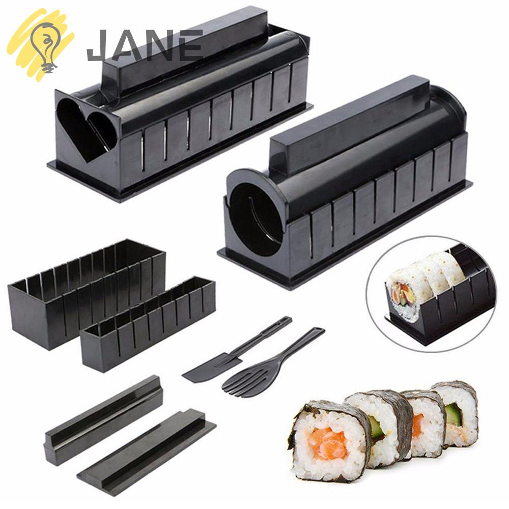 Jane ใหม่ ชุดอุปกรณ์ทําซูชิ แม่พิมพ์ม้วนข้าวปั้น อเนกประสงค์ กันติด Diy 3 10 ชิ้น
