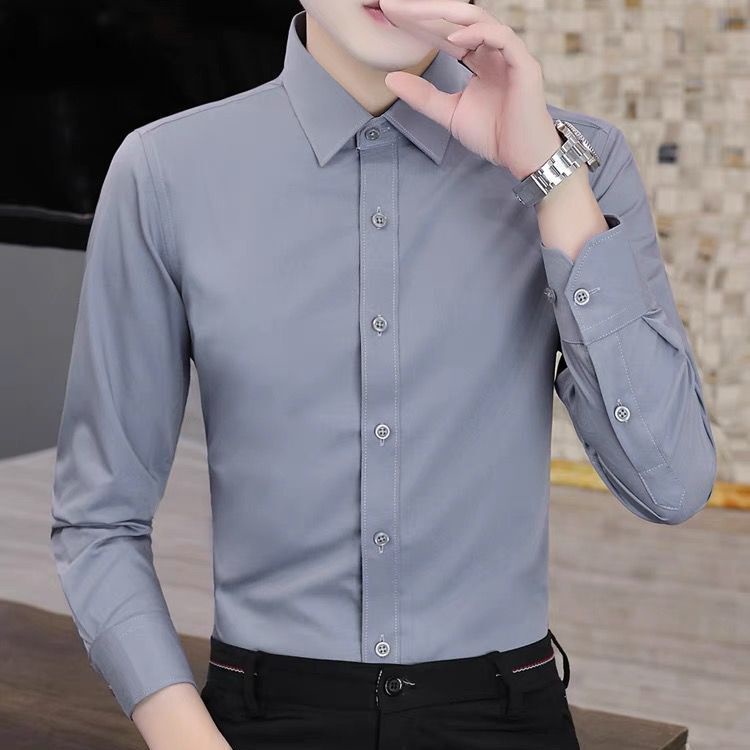 แฟชั่นบุรุษ เสื้อเชิ้ตแขนยาว เข้ารูป สไตล์นักธุรกิจ
