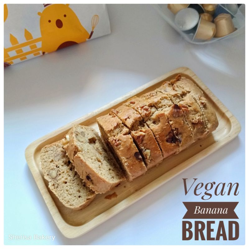 ขนมปังกล้วยหอมผสมถั่ววอลนัทวีแกน/คลีน/เจ Vegan Walnut Banana Bread ขนาดเกือบ 1 ปอนด์