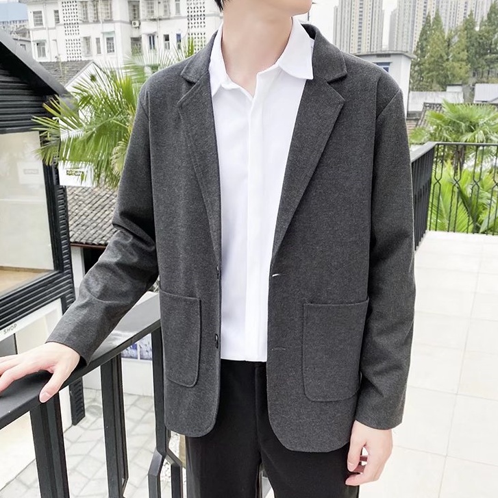 Meason เสื้อแจ็กเก็ตสูทลําลอง กระดุมคู่ ไม่รีดติดเสื้อ สําหรับผู้ชาย A999