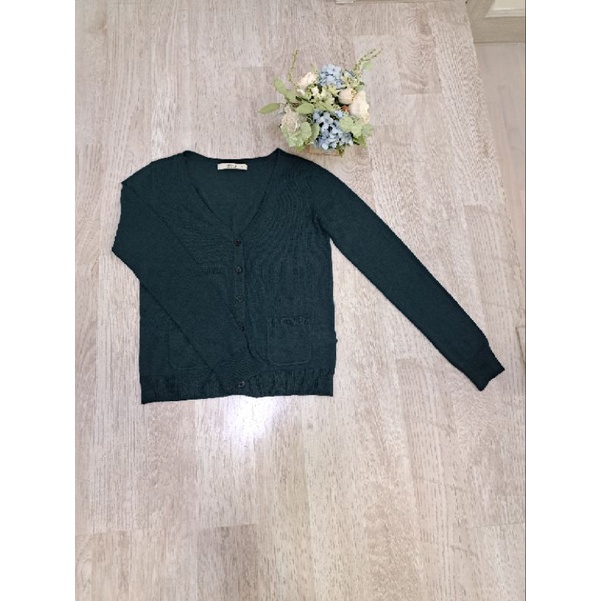 Used  เสื้อไหมพรมคาดิแกน เกาหลี ❤️99บาท❤️ แบรนด์ shuca Global Work SizeS 2 อกได้ถึง34" ยาว 21.5" สีเ