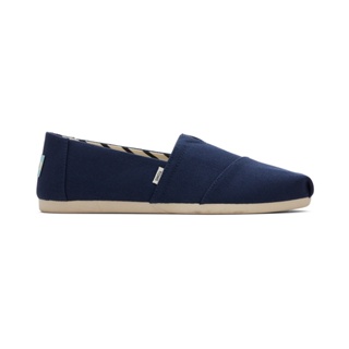 TOMS รองเท้าลำลองผู้หญิง สลิปออน รุ่น Alpargata  Navy WIDE Recycled Cotton Canvas หน้าเท้ากว้างพิเศษ (CB) รองเท้าลิขสิทธิ์แท้