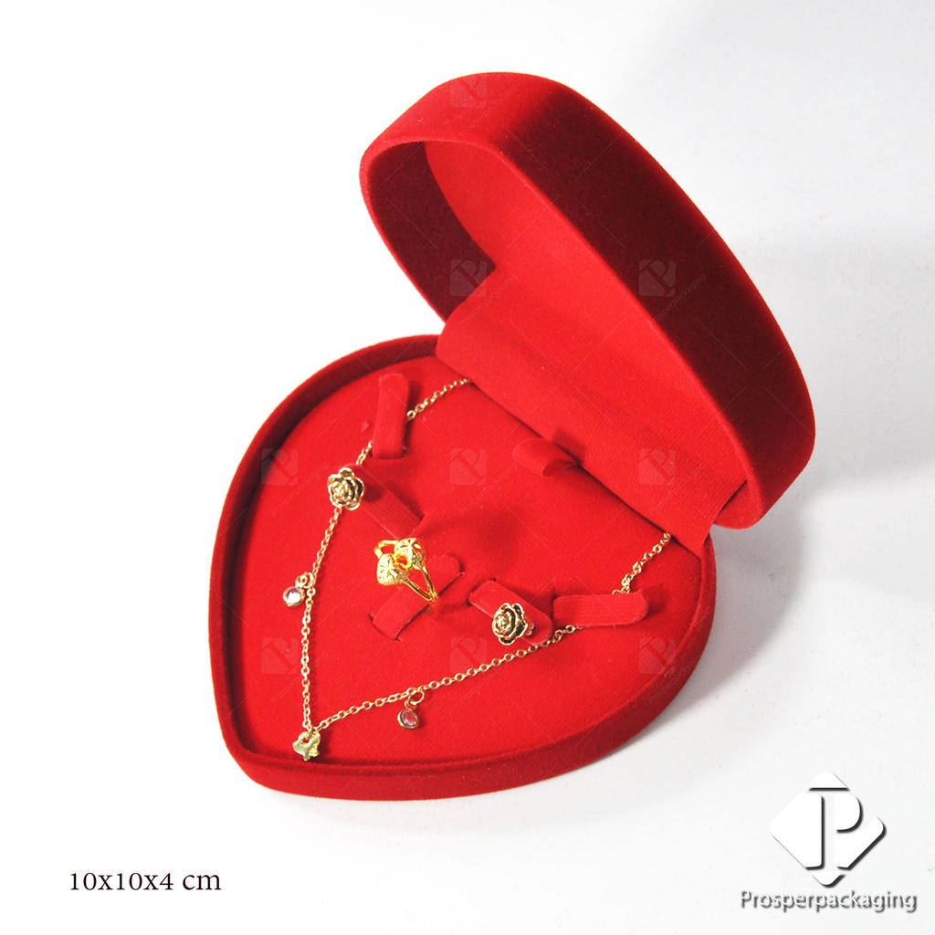 กล่องกำมะหยี่หัวใจใส่เช็ตเครื่องประดับ (จำนวน1 โหล) Prosper