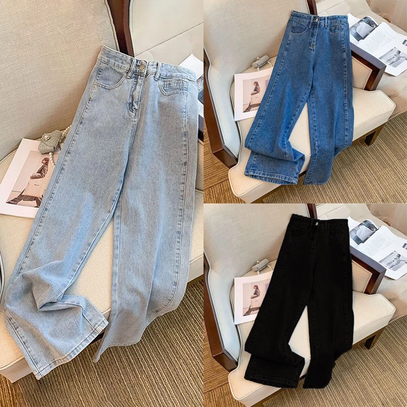 💥มีไซซ์ S-3XL💥New กางเกงยีนส์ทรงหลวมสไตล์เกาหลี เอวสูง หลากสี ทรงสวย กางเกงใส่สบาย ยอดนิยม