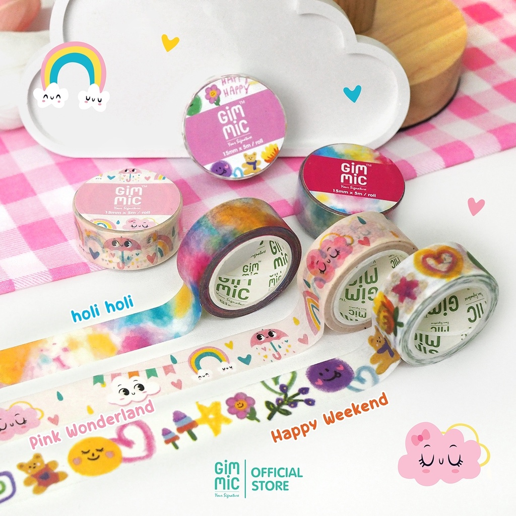 Gimmic Washi Tape เทปวาชิ Theme:Pink Venom พิษความคิวท์สีชมพู น่ารักมุ้บมิ้บมากกก