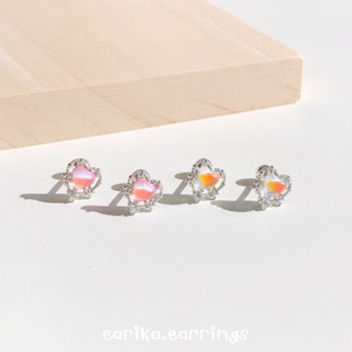 earika.earrings - hologram coral heart piercing จิวหูเงินแท้หัวใจปะการัง (ราคาต่อชิ้น) เหมาะสำหรับคนแพ้ง่าย