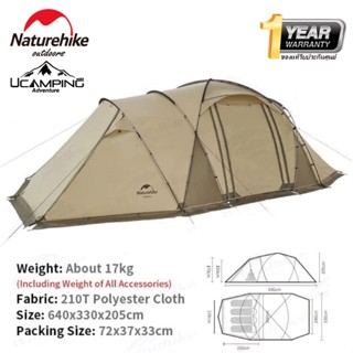 เต็นท์ Naturehike Camping Tunnel Tent 1 Room 1 Hall 4-6 Persons (รับประกันของแท้ศูนย์ไทย)