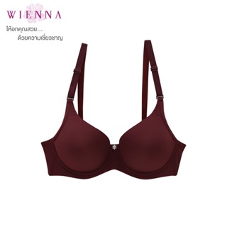 WIENNA  ชุดชั้นในเวียนนา Beauty DB27626  เต้าเรียบ มีโครง สีไวน์พั้นซ์  สีน้ำเงิน เต้า Lily Rose