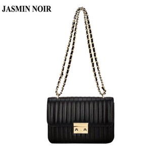 Jasmin NOIR กระเป๋าสะพายไหล่ กระเป๋าถือ พิมพ์ลายทาง แต่งสายโซ่คล้อง สําหรับสตรี