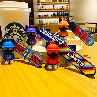 🛹 พวงกุญแจ หมีสเก็ตบอร์ดเท่ๆ จี้ห้อยกระเป๋า พวงกุญแจรถ สินค้าพร้อมส่ง