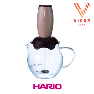 HARIO เครื่องตีฟองนม CREAMER Qto 100 ml รวมเหยือกแก้วทนความร้อนและอุ่นได้ ใช้กับไมโครเวฟได้ ของแท้ Japan