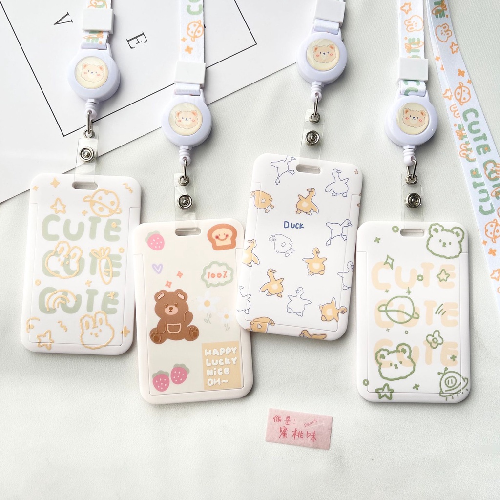 กระเป๋าใส่บัตรนักเรียน ลายเส้นสัตว์ สีเขียว พร้อมสายคล้องคอ ปรับขนาดได้ สําหรับบัตรรถบัส บัตรเครดิต
