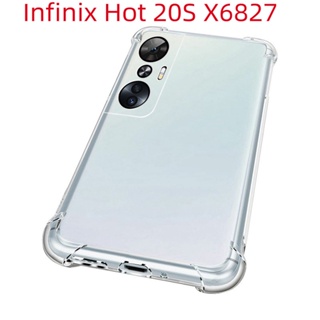 เคสซิลิโคน TPU นิ่ม แบบใส ป้องกันเต็มรูปแบบ สําหรับ Infinix Hot 20S X6827