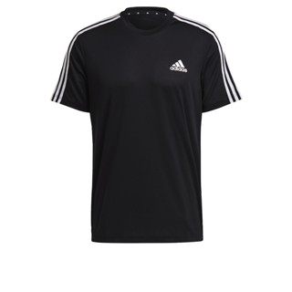 adidas เทรนนิง เสื้อยืด AEROREADY Designed To Move Sport 3-Stripes ผู้ชาย สีดำ GM2105