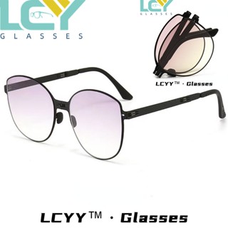 Lcyy2023 ใหม่ แว่นตากันแดดแฟชั่น กรอบกลม บางมาก พับได้ ป้องกันรังสีอัลตราไวโอเลต A28