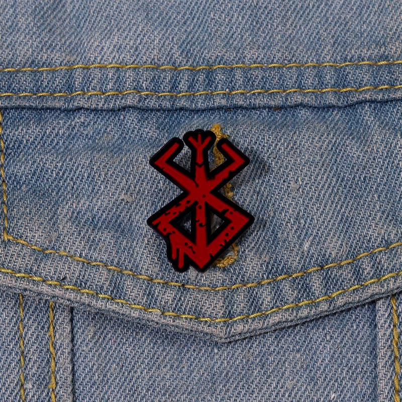 Berserk Enamel Pins Red Nordic Sign Brooches Lapel Badges Punk Gothic Jewelry Gift for Friends