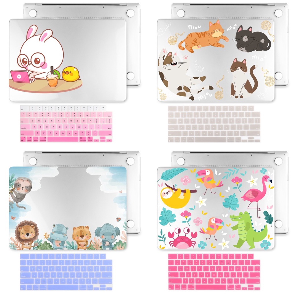 Animal Series พิมพ์แล็ปท็อปสําหรับ Macbook M2 M3 A3113 A2681 Pro13 14 A2338 A2289 A2251 2918 A2992 M1 Air13 A2337 A1932 A2179 ป้องกันฟรีฝาครอบแป้นพิมพ์