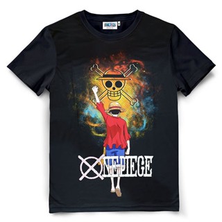Dextreme เสื้อยืดวันพีซ สกรีนลายเต็มตัว ลาย ลูฟี่ Luffy (DOP-864) [One Piece] สีดำเสื้อยืด