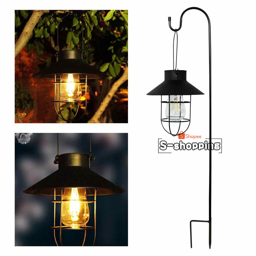 F28 ไฟเหลือง  Solar light 1LED แขวนหน้าบ้าน  โคมไฟปักสนาม เพิ่มความสวยงาม (พร้อมขา)